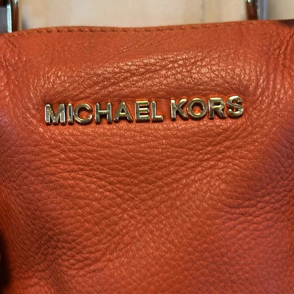 Michael Kors (Bedford) Orange Satchel with Gold Accents - Picture 3 of 9